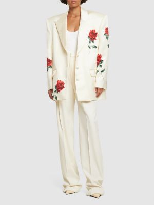 Blazer de raso de seda con estampado Magda Butrym blanco