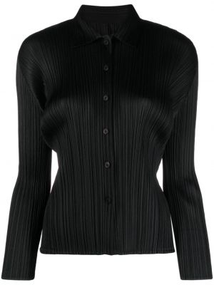 Плисирана сатенена риза Issey Miyake черно