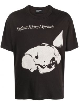 Kokvilnas t-krekls ar apdruku Enfants Riches Déprimés melns
