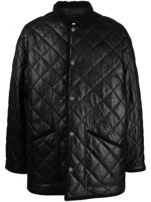 Prešívaný kožený kabát Filippa K čierna