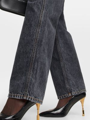Straight leg jeans a vita alta Balmain nero
