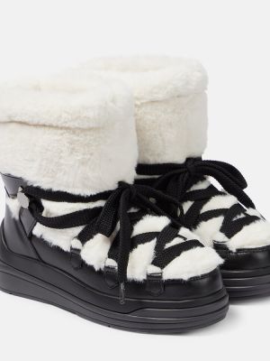 Велурени кожа зимни обувки за сняг Moncler сиво