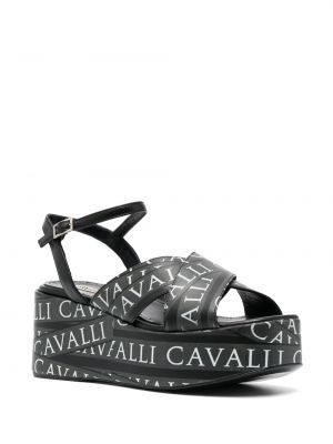 Raštuotos sandalai ant pleištinio kulniuko Roberto Cavalli