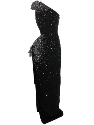 Krištáľové asymetrické večerné šaty Jean-louis Sabaji čierna