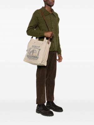 Shopper kabelka s potiskem Ralph Lauren Rrl šedá