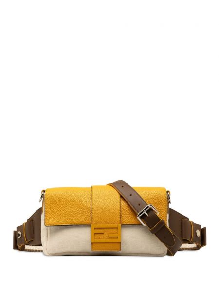 Kožená taška na tašku Fendi Pre-owned hnedá