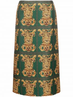 Tigrovaná vlnená sukňa La Doublej zelená