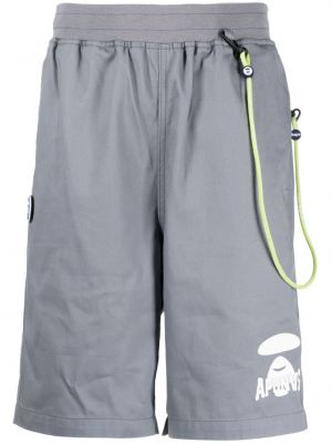 Shorts de sport en coton à imprimé Aape By *a Bathing Ape® gris
