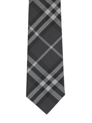 Kostkovaná hedvábná kravata Burberry šedá