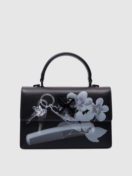 Кожаная сумка через плечо с принтом Off-white черная