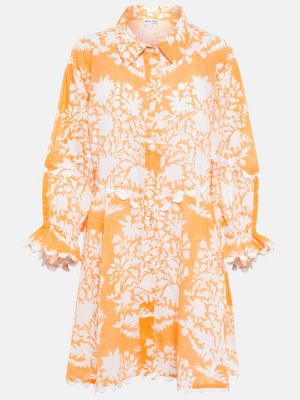 Pamučna haljina s vezom s cvjetnim printom Juliet Dunn narančasta