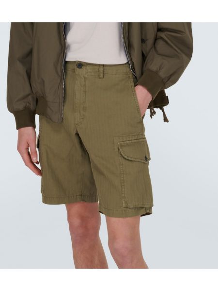 Pantalones cortos cargo de lino de algodón Incotex verde