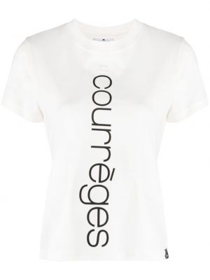 T-shirt di cotone con stampa Courrèges bianco