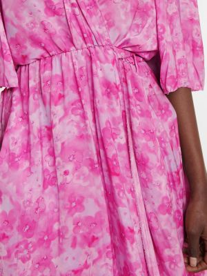 Asimetrična midi haljina s cvjetnim printom Balenciaga ružičasta