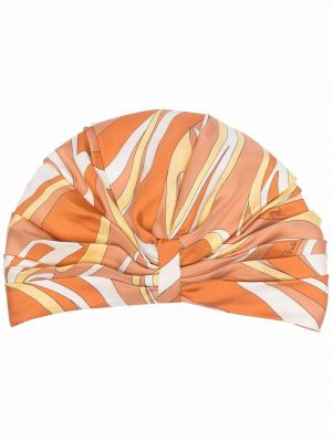 Копринена шапка с принт с абстрактен десен Pucci оранжево