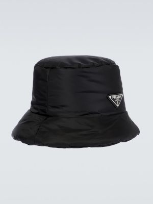 Sombrero de nailon acolchado Prada negro