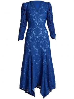 Čipkované dlouhé šaty Tadashi Shoji modrá