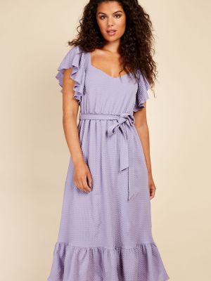 Платье миди с рюшами Little Mistress фиолетовый