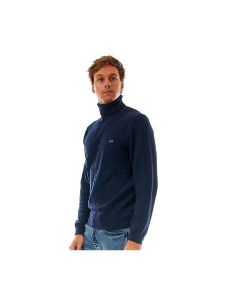 Jersey cuello alto de lana con cuello alto de tela jersey Sun68 azul
