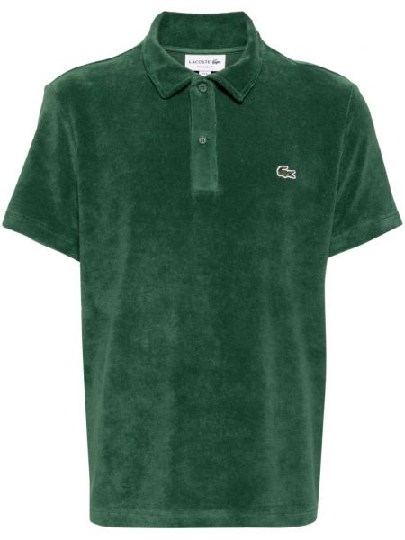 Žametna polo majica iz rebrastega žameta Lacoste zelena