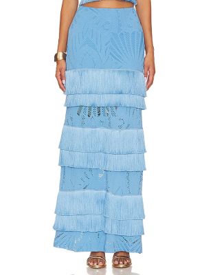 Falda larga con flecos de encaje Patbo azul