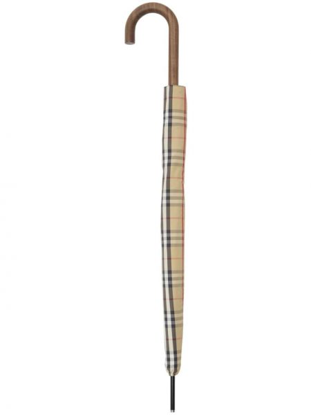 Beżowy parasol w kratkę z nadrukiem Burberry