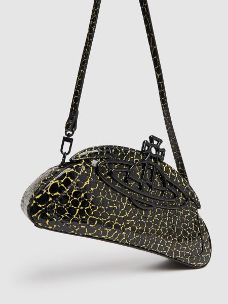 Lakirana usnjena pisemska torbica s potiskom Vivienne Westwood črna