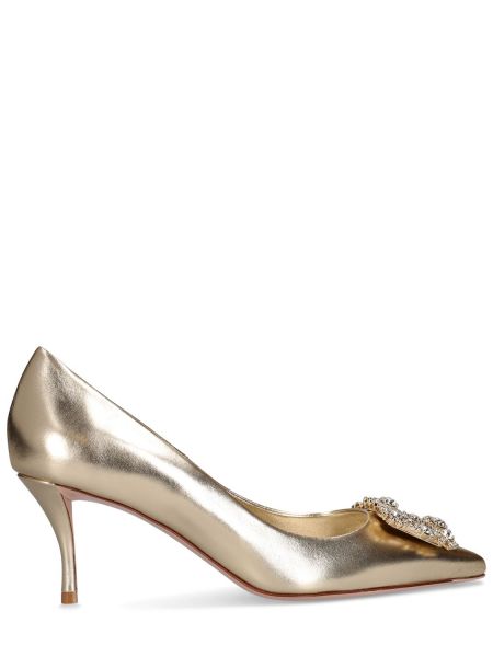 Blomstret læder pumps Roger Vivier guld