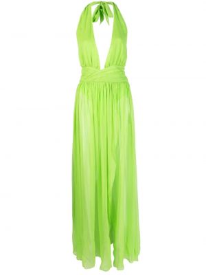 Копринена вечерна рокля с v-образно деколте Retrofete зелено