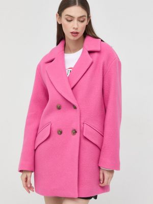 Вълнено палто с изолация Pinko розово