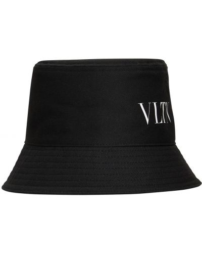 Памучна шапка с принт Valentino Garavani черно