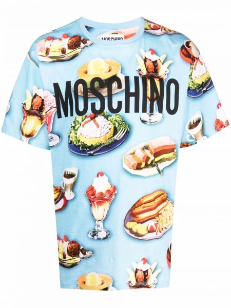 Тениска с принт Moschino синьо