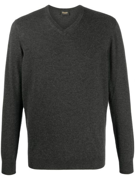 Jersey con escote v de tela jersey Drumohr gris