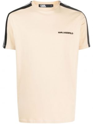 Bavlněné tričko s potiskem Karl Lagerfeld béžové