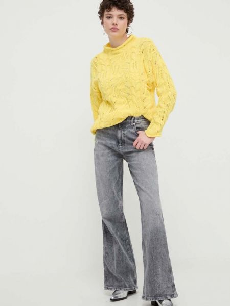 Sweter bawełniany Desigual żółty