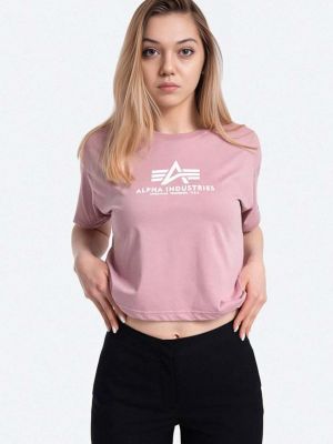 Bavlněné tričko Alpha Industries růžové