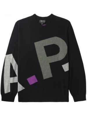 Vlnený sveter z merina A.p.c. čierna