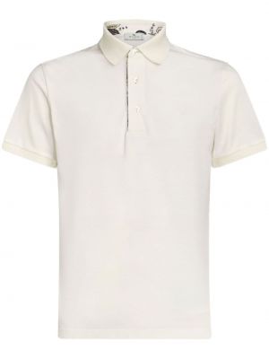 Bombažna polo majica z vezenjem Etro bela