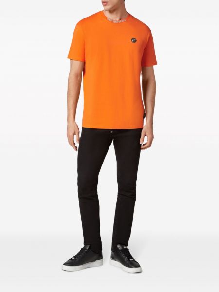 Bavlněné tričko Philipp Plein oranžové