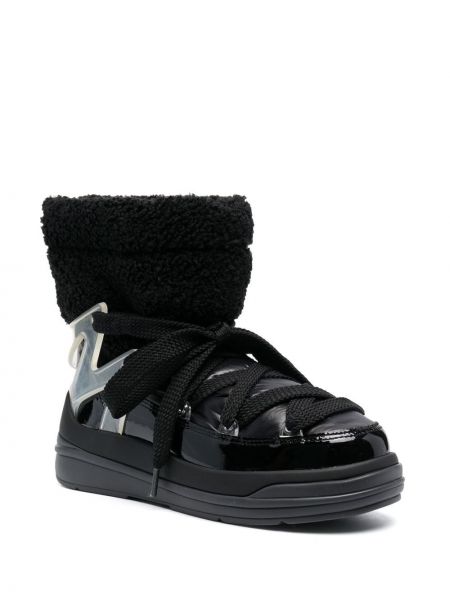 Krajkové šněrovací sněžné boty Moncler černé