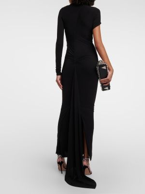 Sukienka długa z dżerseju asymetryczna Laquan Smith czarna