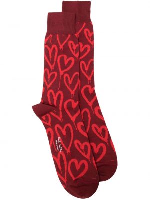 Чорапи с принт със сърца Paul Smith червено