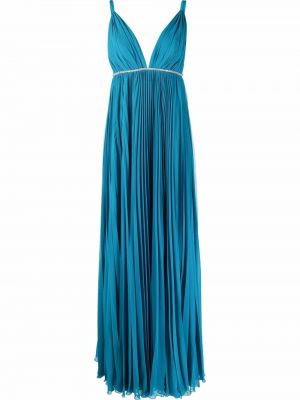 Ärmelloses abendkleid mit plisseefalten Tassos Mitropoulos blau