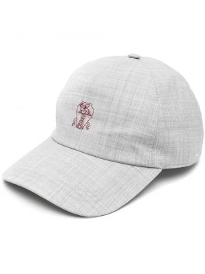 Brodert cap Brunello Cucinelli grå