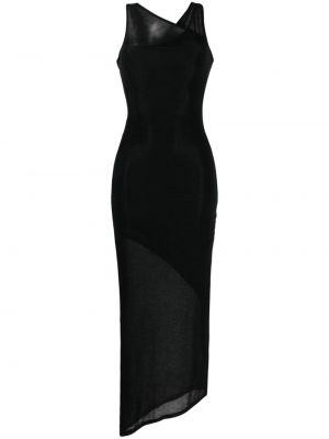 Sukienka długa bez rękawów z dekoltem w serek Atu Body Couture czarna
