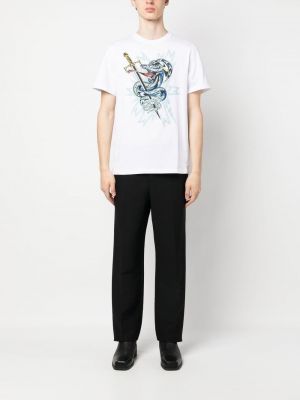 T-shirt aus baumwoll mit print Roberto Cavalli weiß