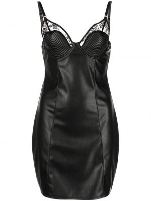 Δερμάτινη κοκτέιλ φόρεμα Fleur Du Mal μαύρο