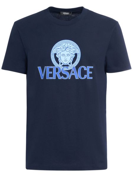 Camiseta de algodón Versace azul