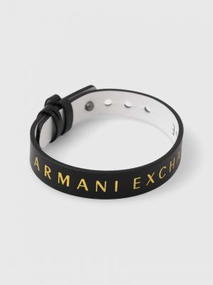 Oboustranný kožený náramek Armani Exchange černý