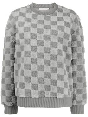 Pulover s karirastim vzorcem z okroglim izrezom B+ab siva